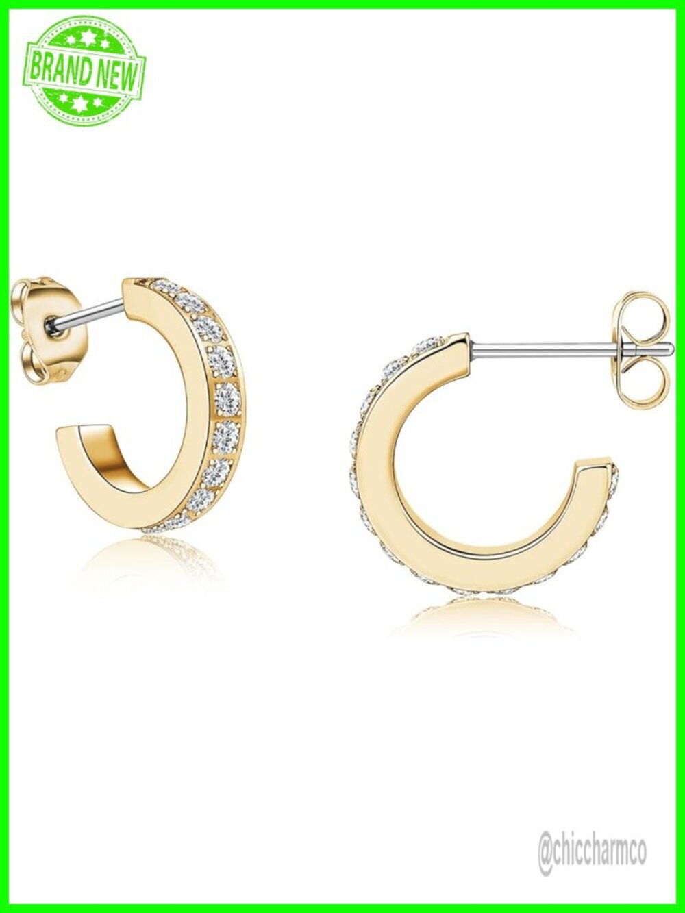 Hypoallergenic Titanium Small Hoop Earrings - CZ Cuff Huggies for Sensitive Ears